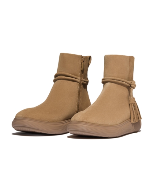 IQ-Comff Tassel Suede Short Boots Camel