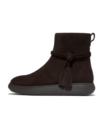 FitFlop IQ-Comff Tassel Suede Short Boots Chocolate Brown