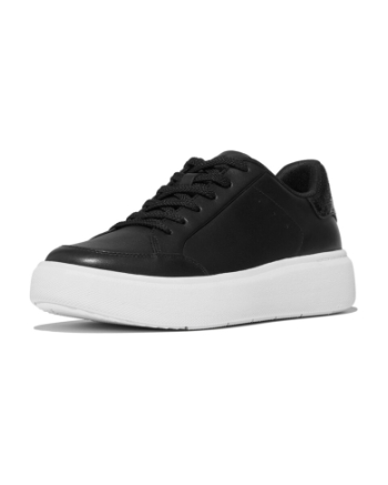 FitFlop Rtg Sequin-Backtab Leather Sneakers Black