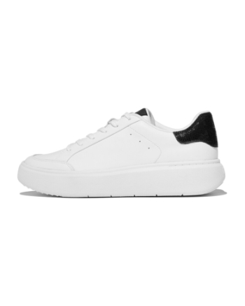 FitFlop Rtg Sequin-Backtab Leather Sneakers Urban White/Black
