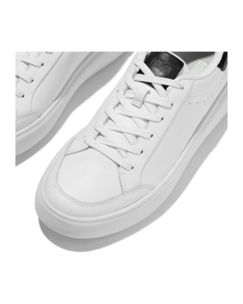 Rtg Sequin-Backtab Leather Sneakers Urban White/Black