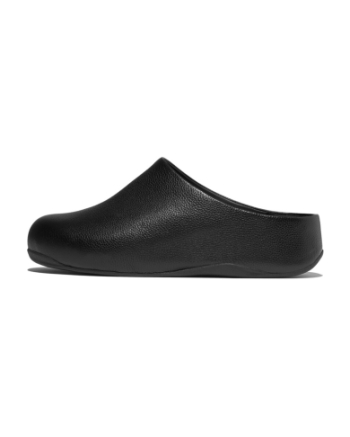 FitFlop Shuv Tumbled-Leather Clogs All Black