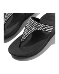 Lulu Maxi-Crystal Toe-Post Sandals Black