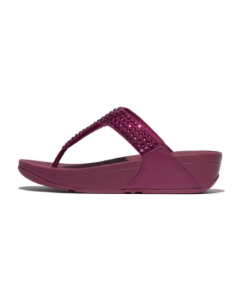 FitFlop Lulu Maxi-Crystal Toe-Post Sandals Ruby