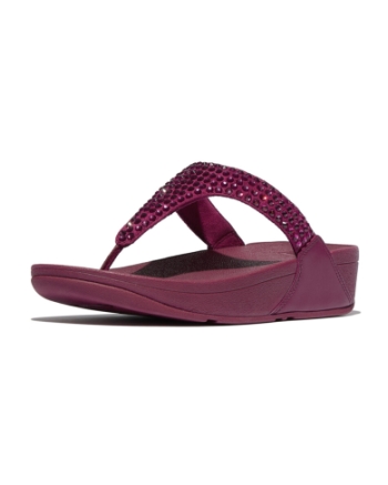 FitFlop Lulu Maxi-Crystal Toe-Post Sandals Ruby