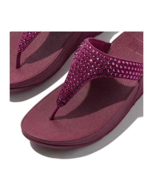Lulu Maxi-Crystal Toe-Post Sandals Ruby