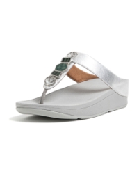 Fino Stone Trim Toe-Post Sandals Silver