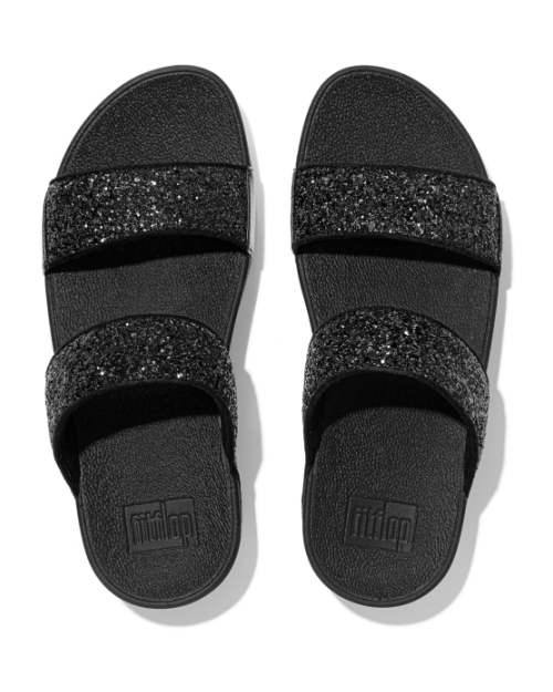 Lulu Slide - Glitter Black Glitter