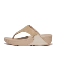 Lulu Shimmerlux Toe-Post Sandals Latte Beige