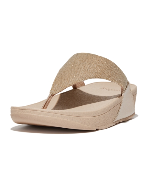 Lulu Shimmerlux Toe-Post Sandals Latte Beige