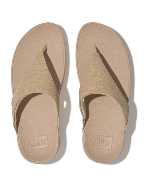 Lulu Shimmerlux Toe-Post Sandals Latte Beige