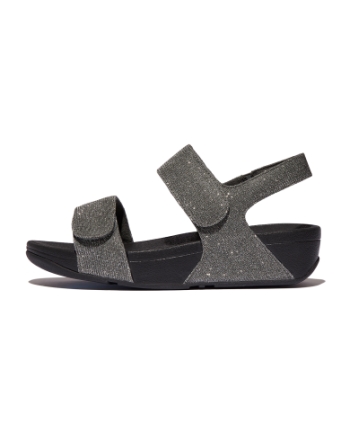 FitFlop Lulu Adjustable Shimmerlux Back-Strap Sandals Pewter