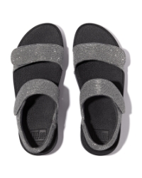 Lulu Adjustable Shimmerlux Back-Strap Sandals Pewter