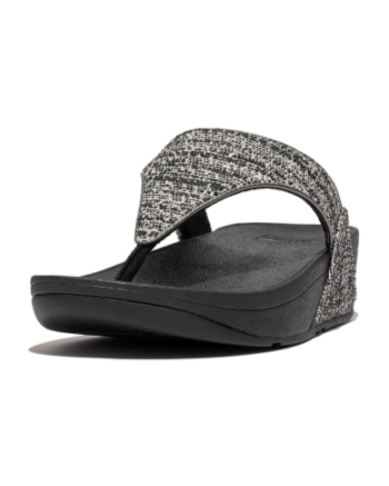 FitFlop Lulu Shimmerweave Toe-Post Sandals Black Mix