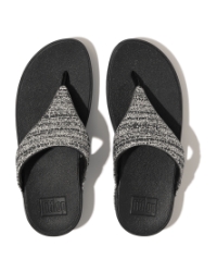 Lulu Shimmerweave Toe-Post Sandals Black Mix