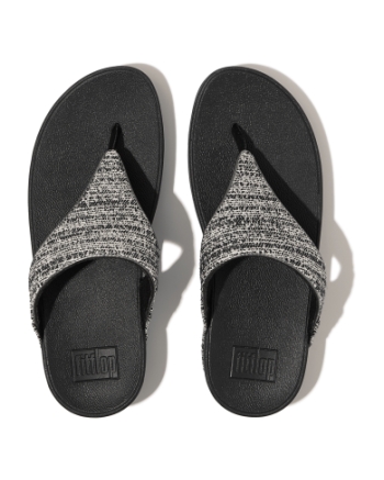 FitFlop Lulu Shimmerweave Toe-Post Sandals Black Mix