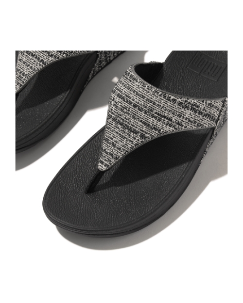 Lulu Shimmerweave Toe-Post Sandals Black Mix
