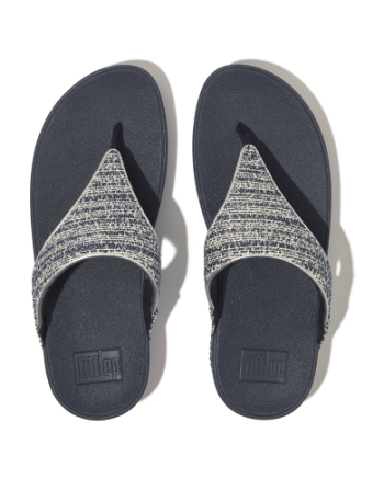 FitFlop Lulu Shimmerweave Toe-Post Sandals Midnight Navy Mix