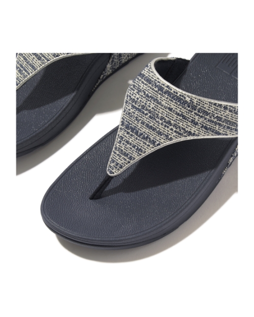 Lulu Shimmerweave Toe-Post Sandals Midnight Navy Mix