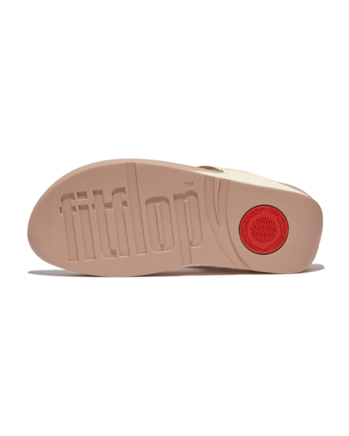 Lulu Shimmerweave Toe-Post Sandals Stone Beige Mix