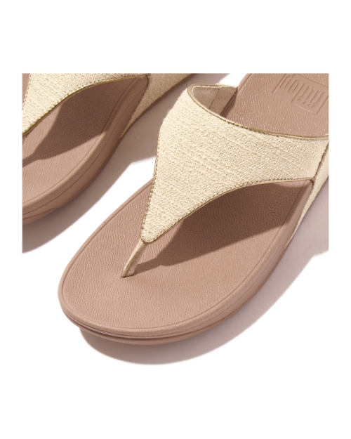 Lulu Shimmerweave Toe-Post Sandals Stone Beige Mix