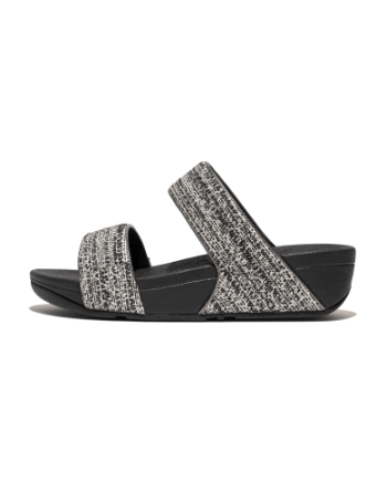 FitFlop Lulu Shimmerweave Slides Black Mix