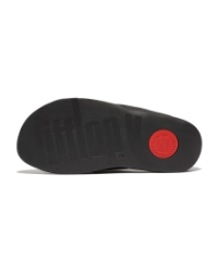 Surfer Mens Tumbled-Leather Cross Slides Black