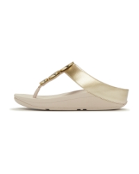 Halo Bead-Circle Metallic Toe-Post Sandals Platino