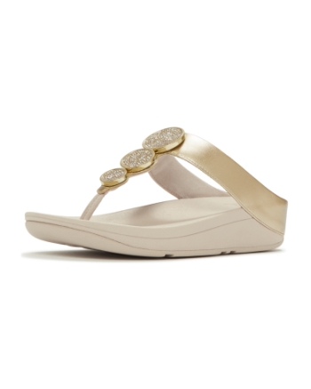 FitFlop Halo Bead-Circle Metallic Toe-Post Sandals Platino