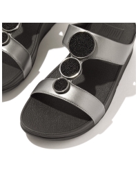 Halo Bead-Circle Metallic H-Bar Slides Pewter Black