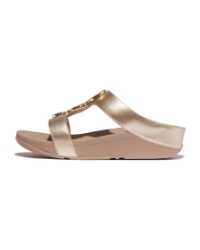 Halo Bead-Circle Metallic H-Bar Slides Metallic Latte Beige