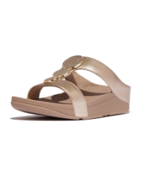 Halo Bead-Circle Metallic H-Bar Slides Metallic Latte Beige