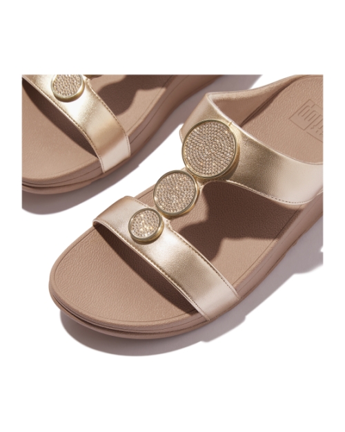 Halo Bead-Circle Metallic H-Bar Slides Metallic Latte Beige