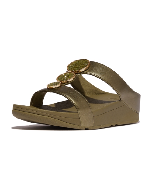 Halo Bead-Circle Metallic H-Bar Slides Metallic Camo-Green