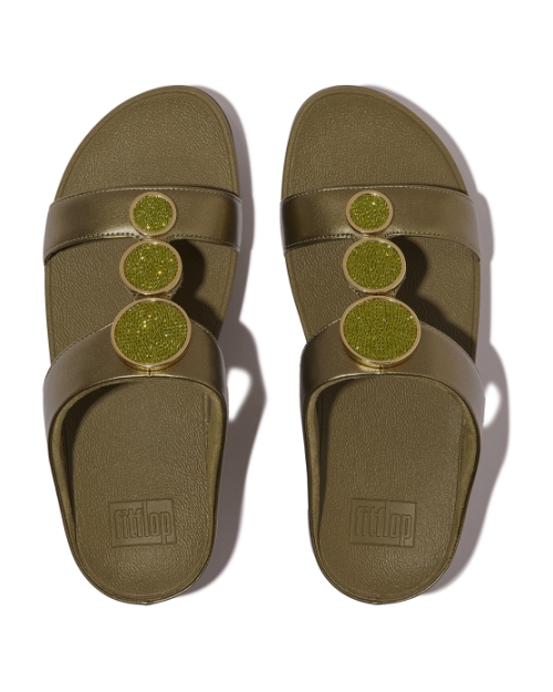 Halo Bead-Circle Metallic H-Bar Slides Metallic Camo-Green