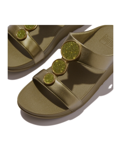 Halo Bead-Circle Metallic H-Bar Slides Metallic Camo-Green