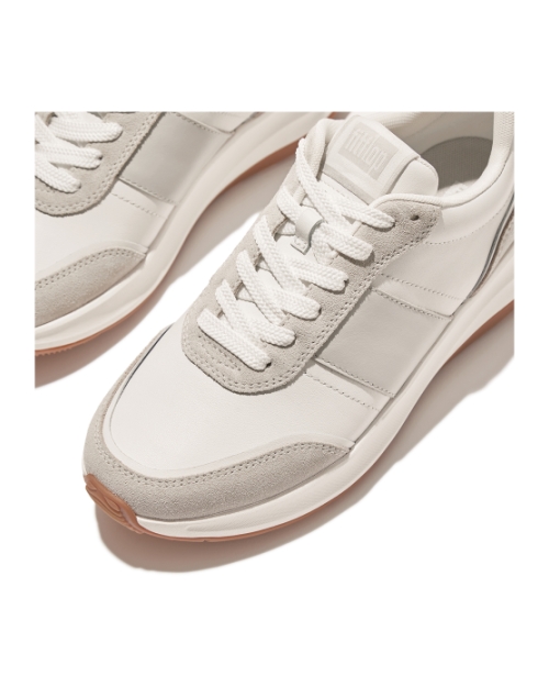 F-Mode Flow Sneaker - Leather & Suede Mix Urban White Mix