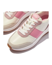 F-Mode Flow Sneaker - Leather & Suede Mix Cream/Pinkperfect
