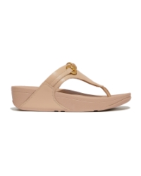 Lulu Chunky-Snaffle Leather Toe-Post Sandals Classic Beige
