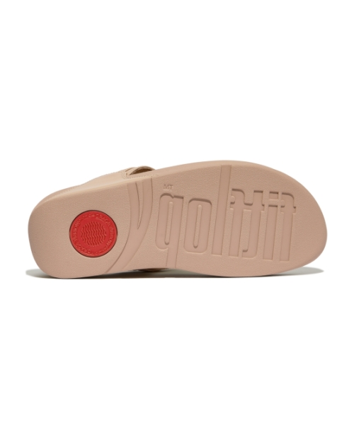 Lulu Chunky-Snaffle Leather Toe-Post Sandals Classic Beige