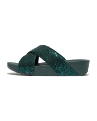 Lulu Cross Slide - Glitterball Metallic Deep Teal