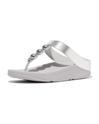 Fino Mirror-Dome Metallic-Leather Toe-Post Sandals Silver