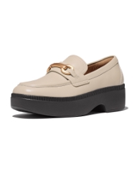 F-Luma Chunky-Snaffle Leather Demi-Wedge Loafers Stone Beige