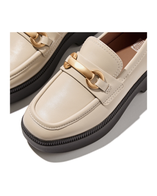 F-Luma Chunky-Snaffle Leather Demi-Wedge Loafers Stone Beige