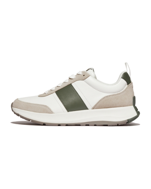 F-Mode Flow Sneaker - Leather White/Safari Green