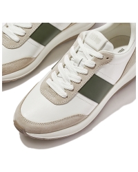 F-Mode Flow Sneaker - Leather White/Safari Green