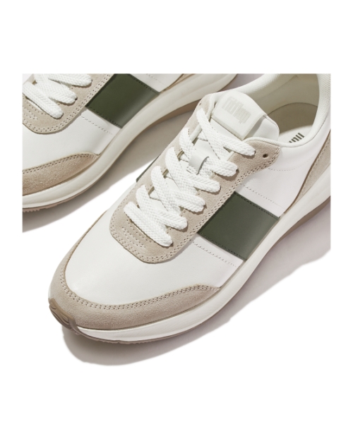 F-Mode Flow Sneaker - Leather White/Safari Green