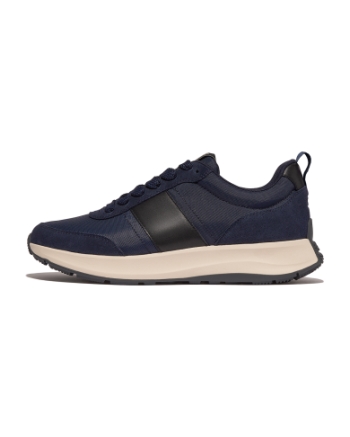 FitFlop F-Mode Flow Sneaker - Mixed Materials Midnight Navy/Black