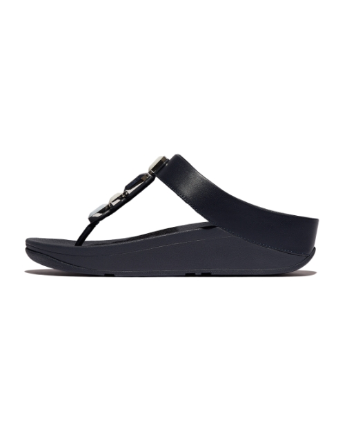 Fino Multi-Stone Leather Toe-Post Sandals Midnight Navy