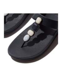Fino Multi-Stone Leather Toe-Post Sandals Midnight Navy